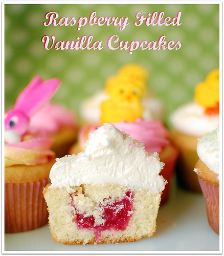 Raspberry Filled Vanilla Cupcakes