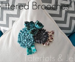 Glittered Brooches on pillows