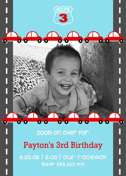 Little Red Car...Custom You Print Digital Photo Birthday Invitation by DimplePrints