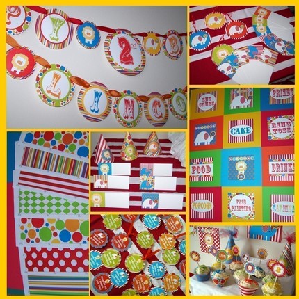 CUSTOMIZED Printable Party Package...DIY Circus by DimplePrints..Includes photo invite and photo thank you