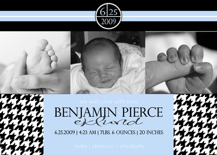 Custom You Print Digital Birth Announcement....Houndstooth