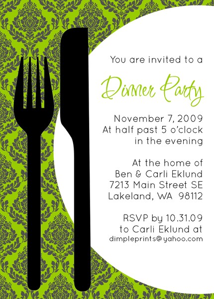 Custom You Print Digital Invitation..Dinner Invitation...Let's Eat