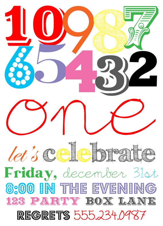 New Year's Countdown Party Invite (20 printed invites)
