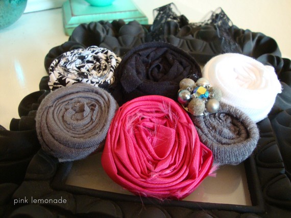 The "Audrey" Pink Black and Gray Rosette Statement Bib Necklace