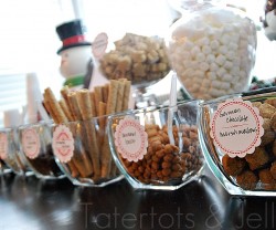 hot chocolate bar condiments in a row