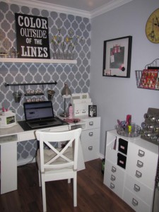 stenciled craft room