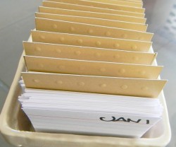 organizing calendar in a basket