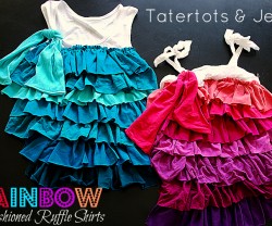 Rainbow Refashioned Ruffle Shirts