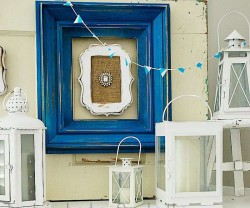 beachy burlap brooch mantel