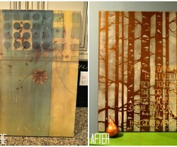 before and after upcycled art