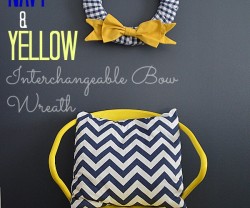 navy and yellow interchangeable bow wreath chair