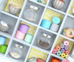 stenciled craft crate organization at tatertotsandjello.com
