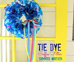 tie dye coffee filter wreath at tatertots and jello