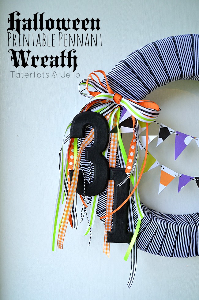 halloween printable pennant ribbon wreath at tatertots and jello