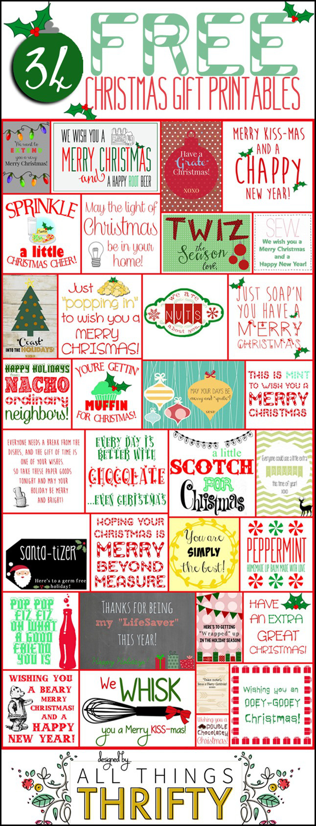 HAPPY Holidays: 34 Free Christmas Gift Tag Printables - Tatertots and Jello
