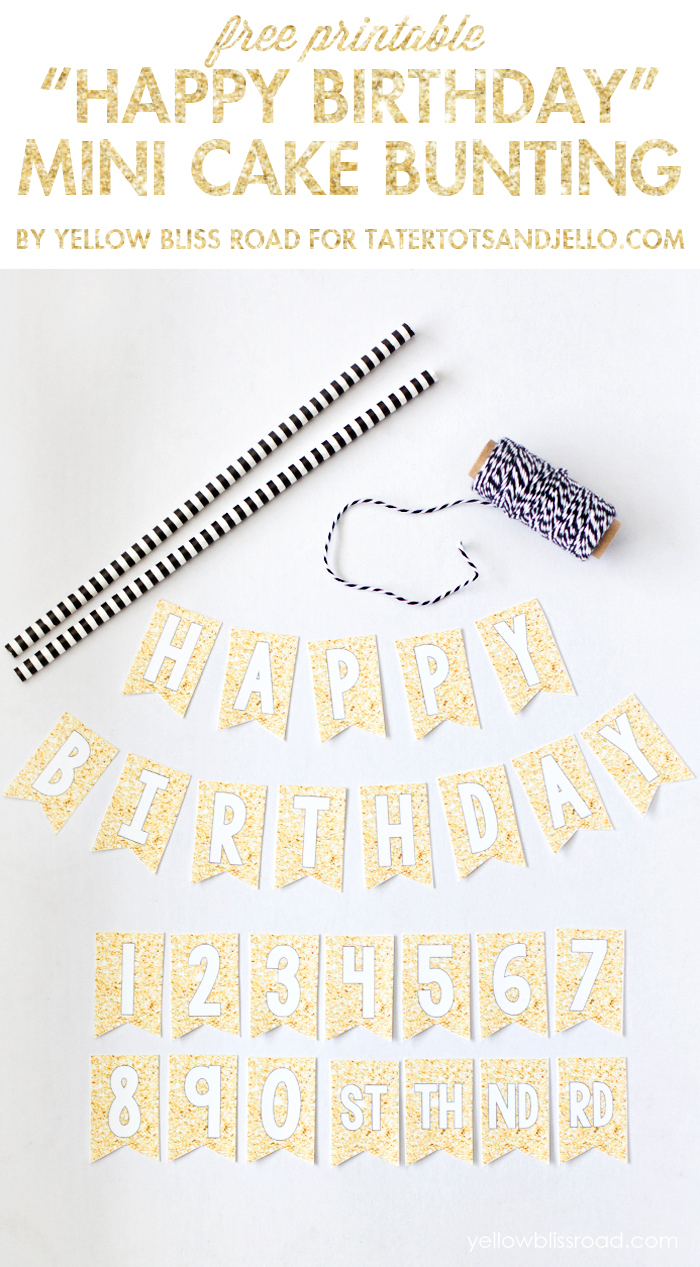 Free Printable Happy Birthday Mini Cake Bunting -- Tatertots and Jello