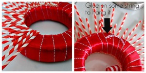making the striped straw wreath