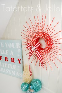 striped straw wreath from the side