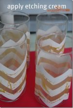 A pretty wedding gift idea — Etched Chevron Glasses and Pitcher {Tutorial}
