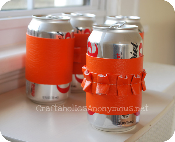"Summer Social" Guest Project — Make a Ruffled Soda Can Holder from an old handbag!! {tutorial}