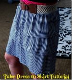 10-Minute Refashion Makeover — from Tube Top Dress to Ruffly Skirt!! {tutorial}