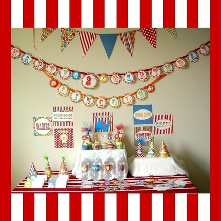 Customized...Printable Party Package...DIY Circus by DimplePrints