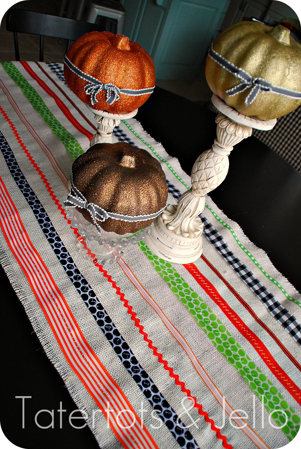 Make an Easy Halloween Ribbon Table Runner!! Tatertots and Jello