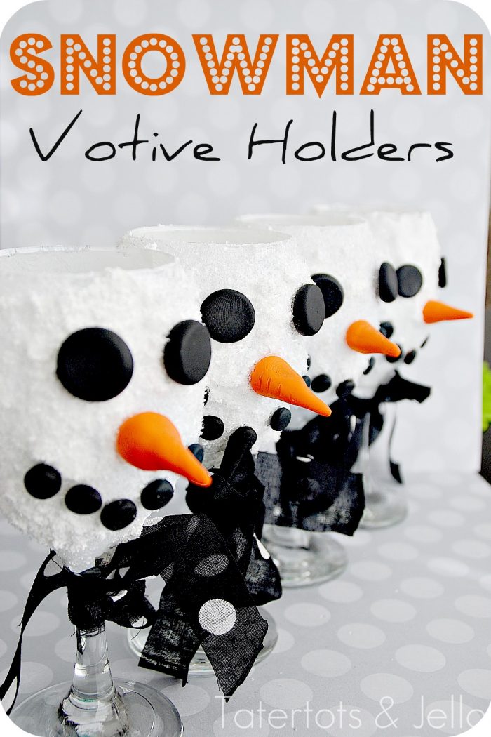 Make DIY Snowman Votives out of wine glasses!! (great teacher or neighbor gift)