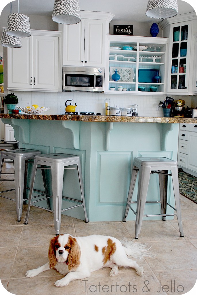 White and Aqua Kitchen  Diy kitchen renovation, Cottages and