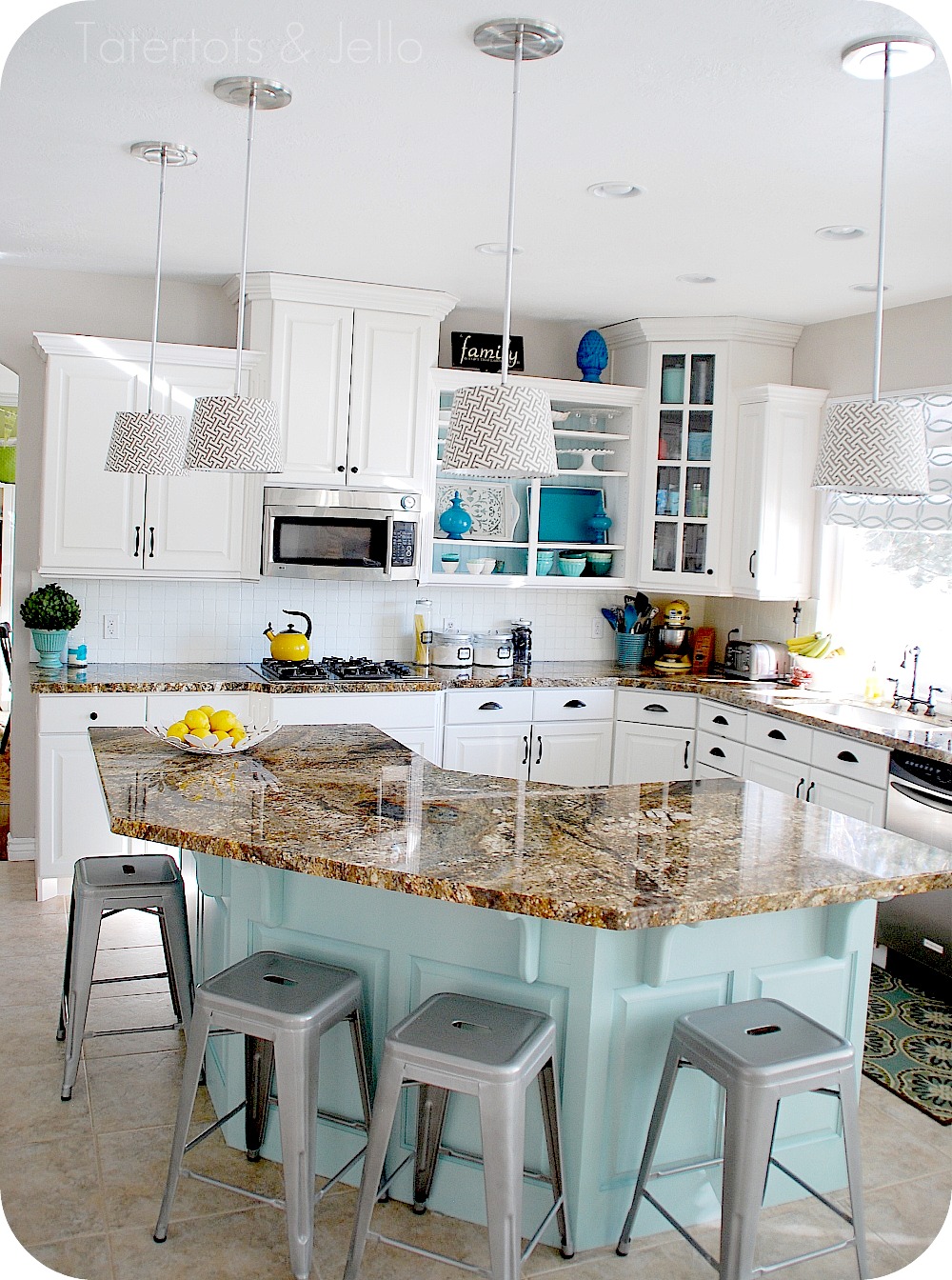 Aqua and White Kitchen Reveal!! Tatertots and Jello