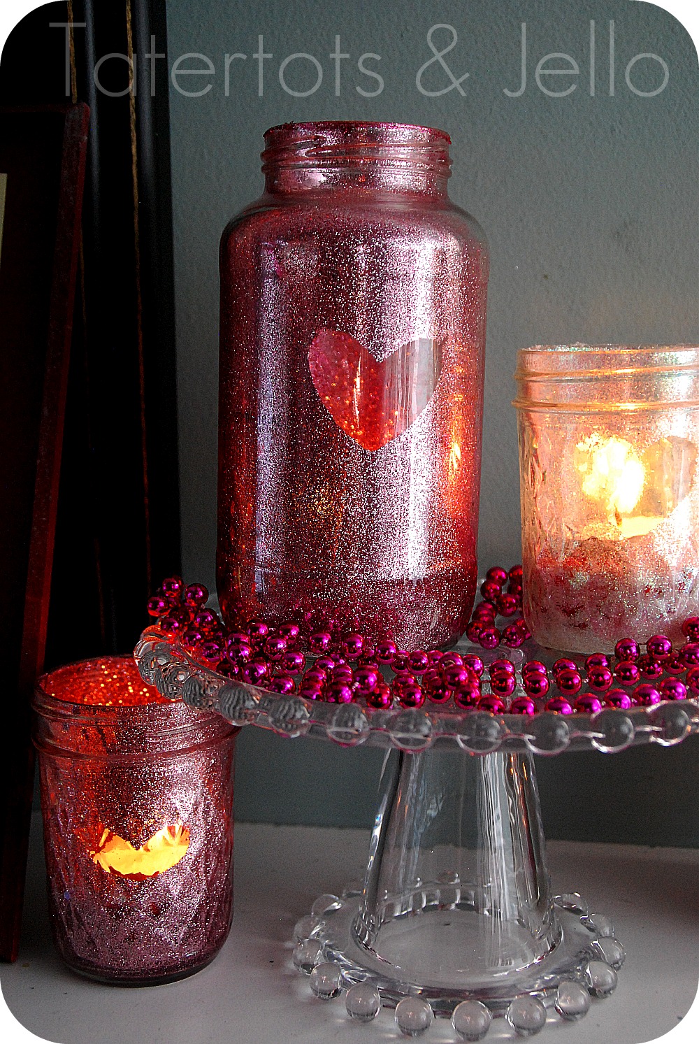 Valentine Glitter Votives - Mason Jar Crafts Love