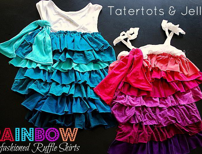 Rainbow Ruffle Shirt Refashion (tutorial)!!