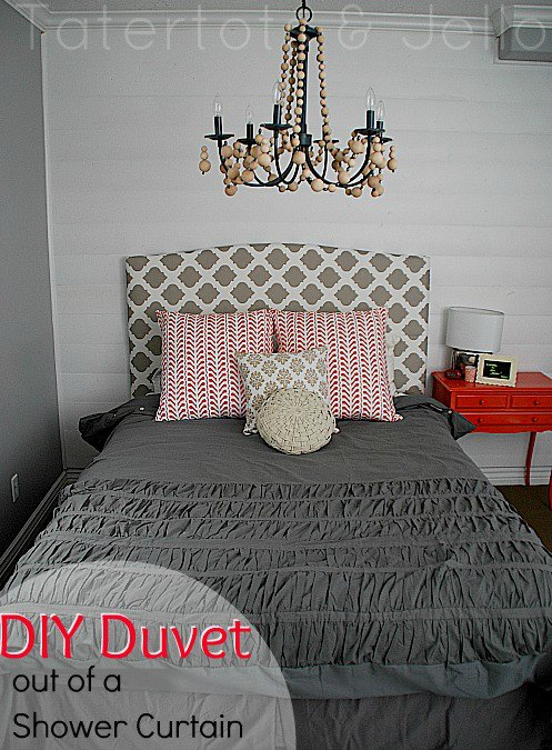 Fabric Shower Curtain Into A Ruffled Duvet, How To Make A Duvet Cover Out Of Fabric Is Needed