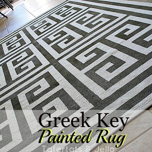 painted greek key rug