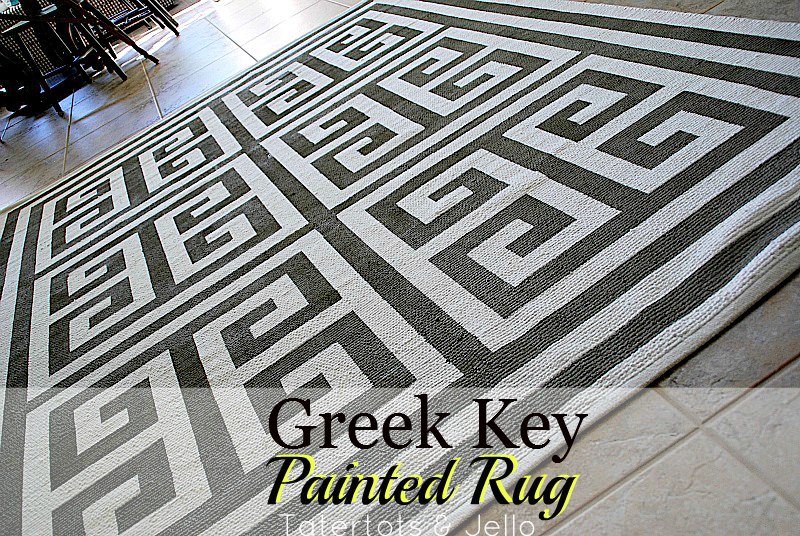 painted greek key rug