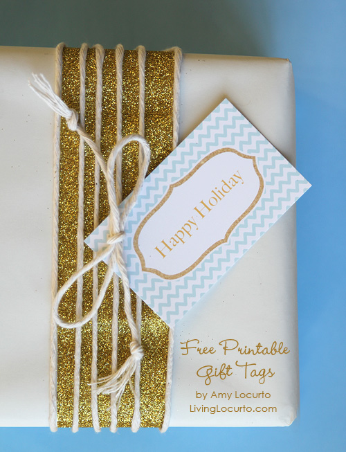 HAPPY Holidays — Glitter and Blue Holiday Gift Tags (Free Printable)