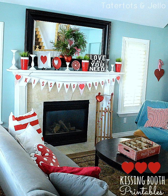 valentine s day printable decorations kissing booth bunting banner