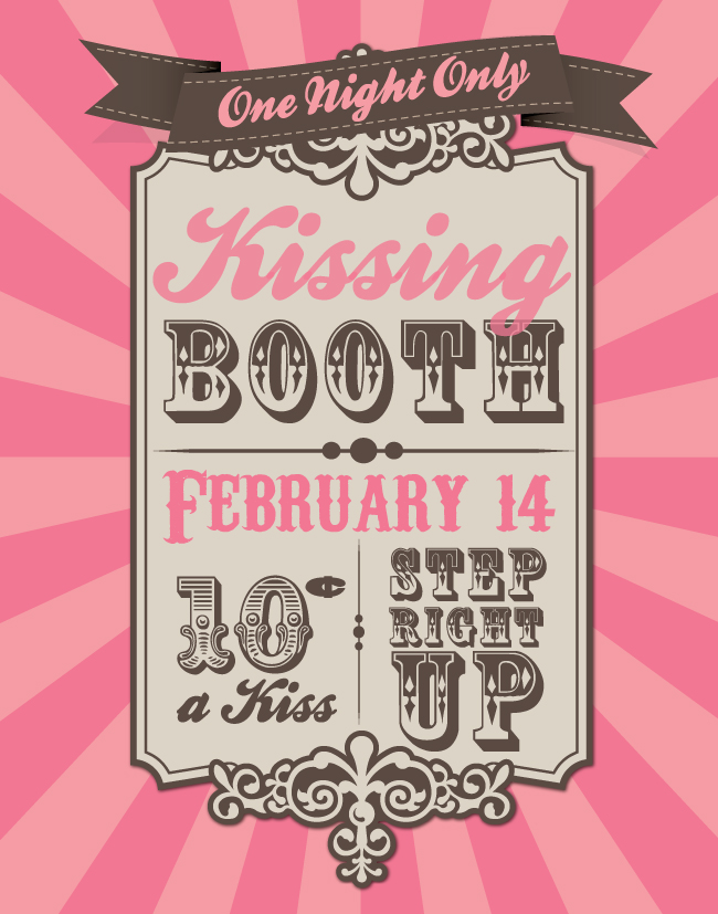 Valentine's Day Printable: Vintage Kissing Booth Poster! Print off this FREE Valentine's Day Printable Poster and decorate your home for the holiday!