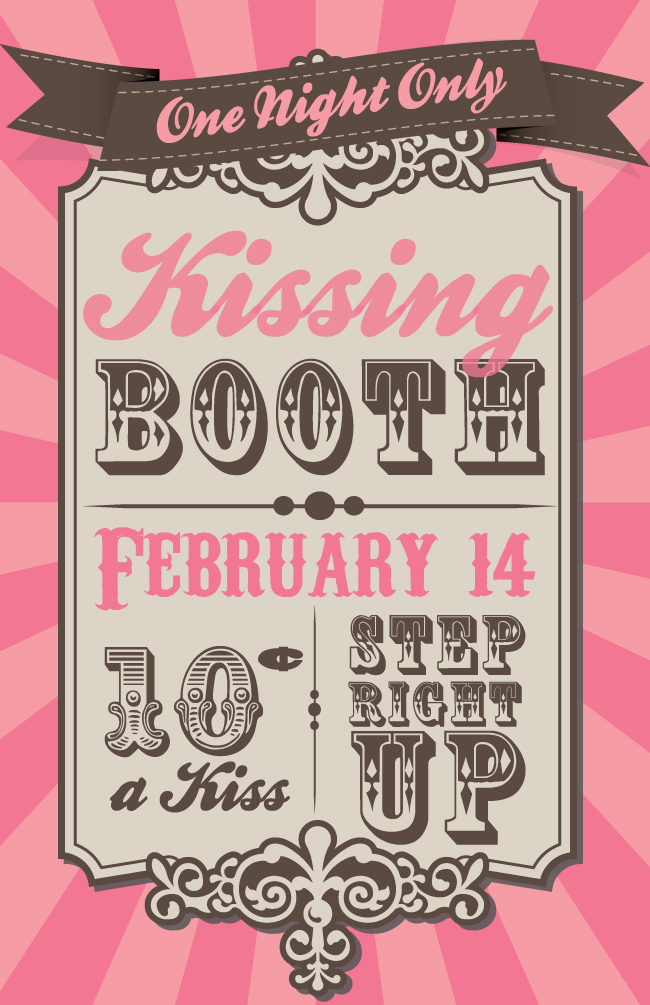 Valentine's Day Printable: Vintage Kissing Booth Poster! Print off this FREE Valentine's Day Printable Poster and decorate your home for the holiday!