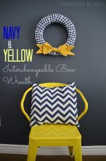 Spring Navy and Yellow Interchangeable Bow Wreath!