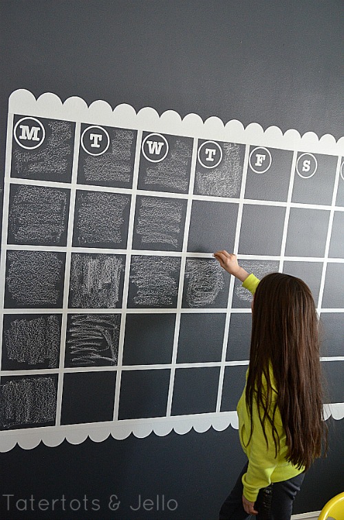 NAVY Chalkboard Wall and GIANT Calendar Tutorial - Tatertots and Jello