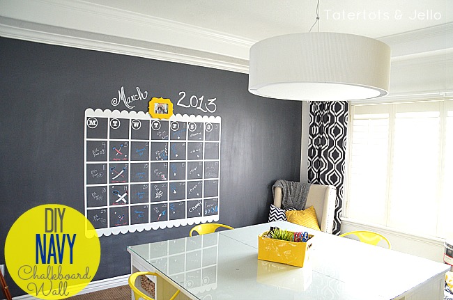 NAVY Chalkboard Wall and GIANT Calendar Tutorial - Tatertots and Jello