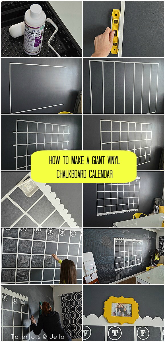 NAVY Chalkboard Wall and GIANT Calendar Tutorial - Tatertots and Jello