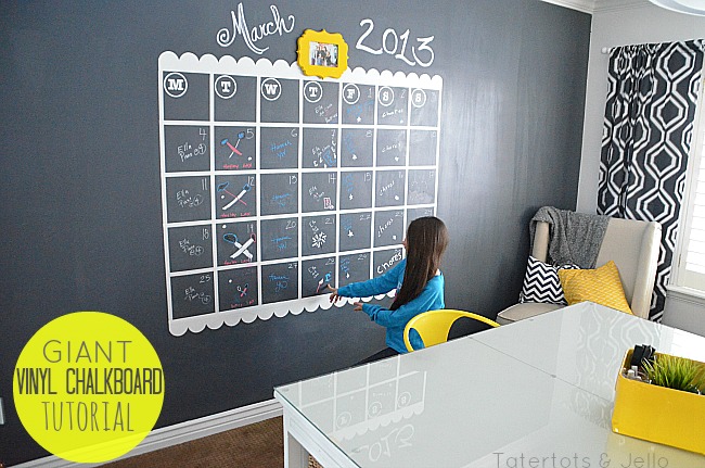 NAVY Chalkboard Wall and GIANT Calendar Tutorial - Tatertots and Jello