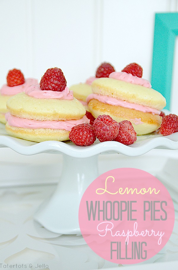 Lemon Whoopie Pies with Fresh Raspberry Filling!