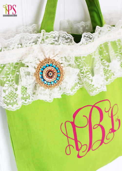 Make a DIY Monogrammed Lacy Spring Tote!