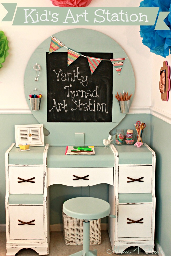Turn a Discarded Vanity into a DIY Kids’ Art Station!