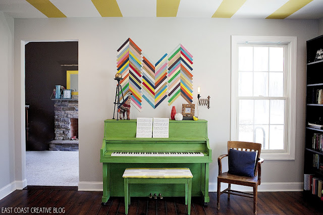 green painted piano