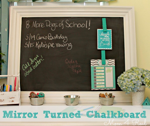 Turn a Mirror into a Chalkboard Organizing Station!