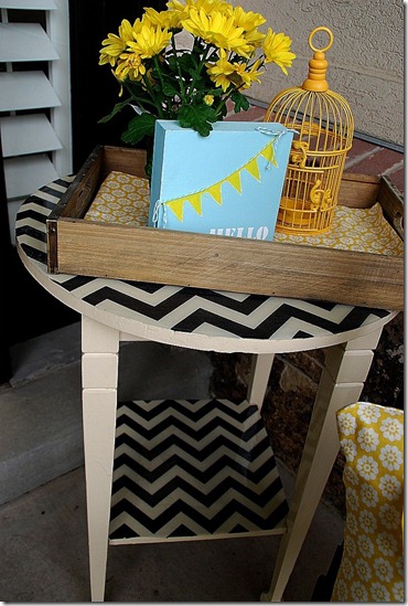 fabric covered chevron side table